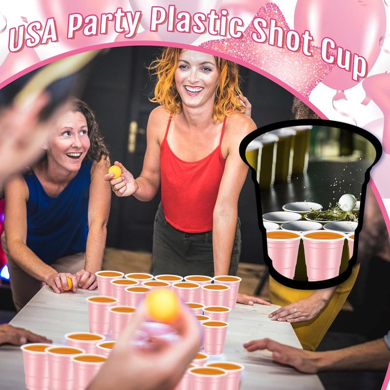 Layhit 200 Pack 2oz Shot Cups Plastic Shot Glasses Mini Disposable Cups for Valentines Day Wedding Birthday Party Supplies Beer Drinking Serving Snacks Samples Tastings(Light Pink) - Image 3